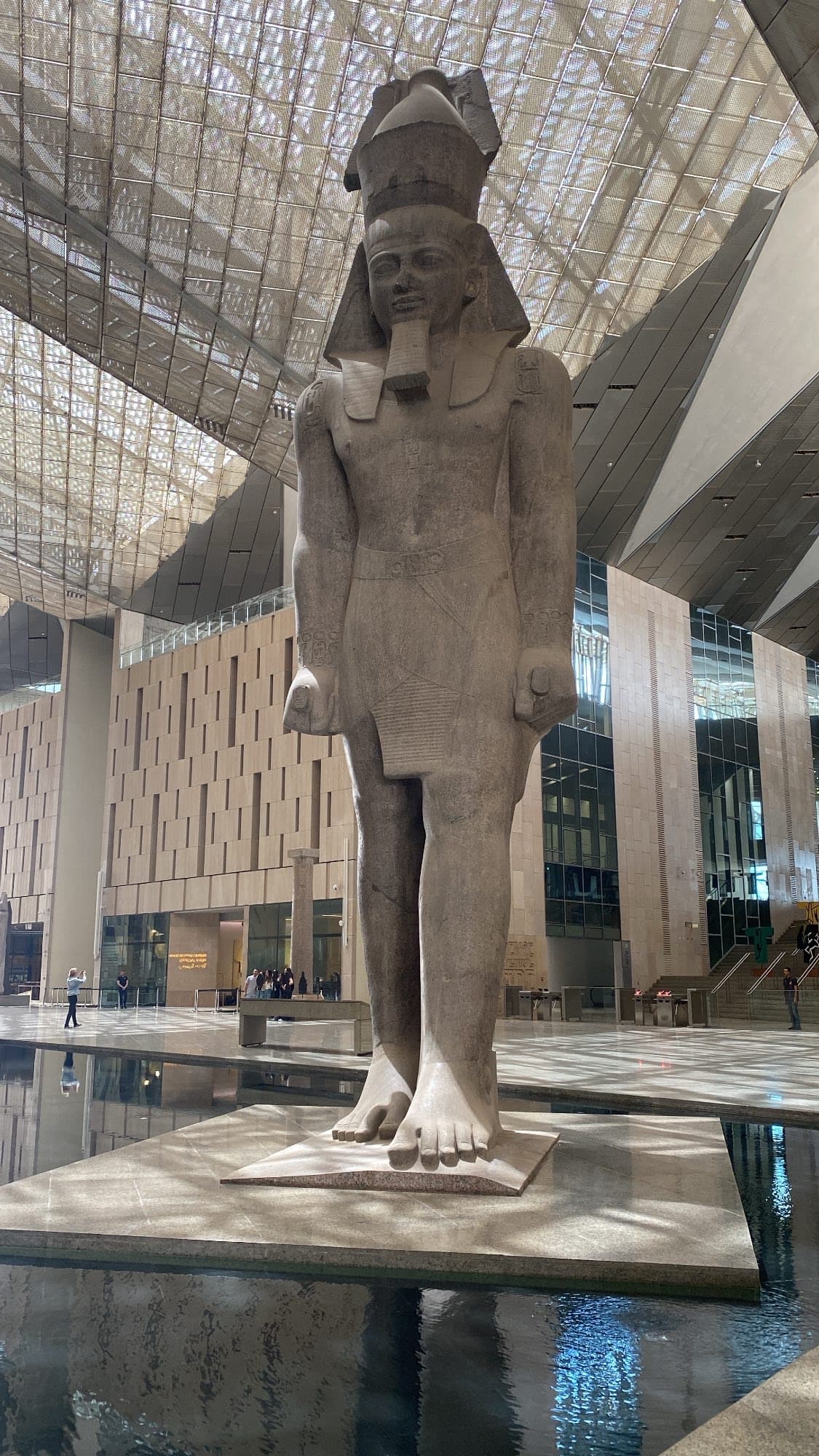 Grand Egyptian Museum exterior on the Giza Plateau near the Pyramids, Egypt 2026
